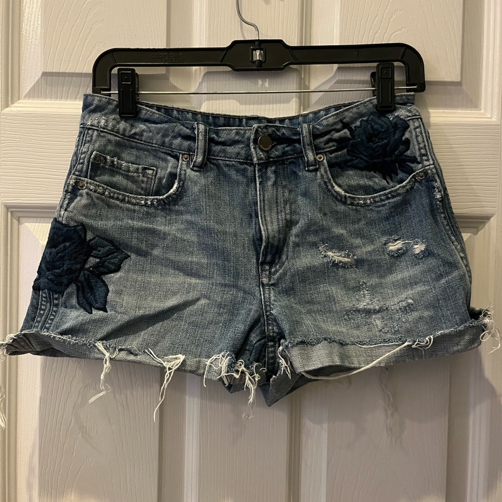 Embroidered Jean Shorts
